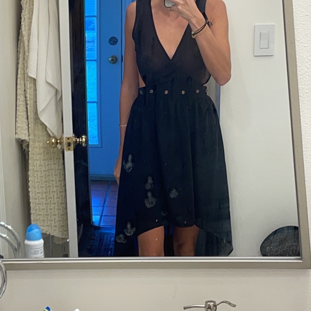 Black hi-low dress with cutouts